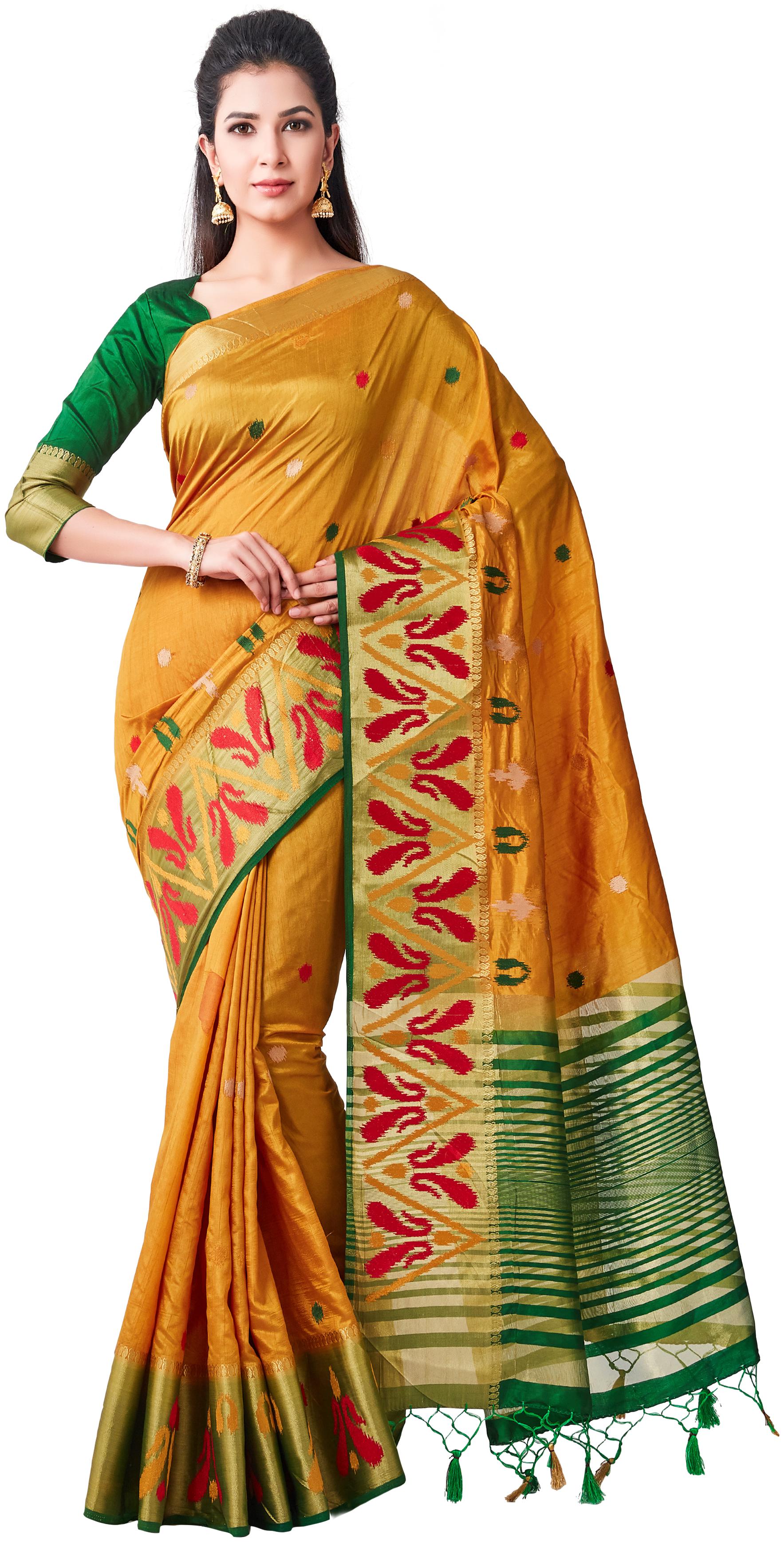 

Mimosa WomenSilk Kanchipuram Silk Brown Saree With Blouse