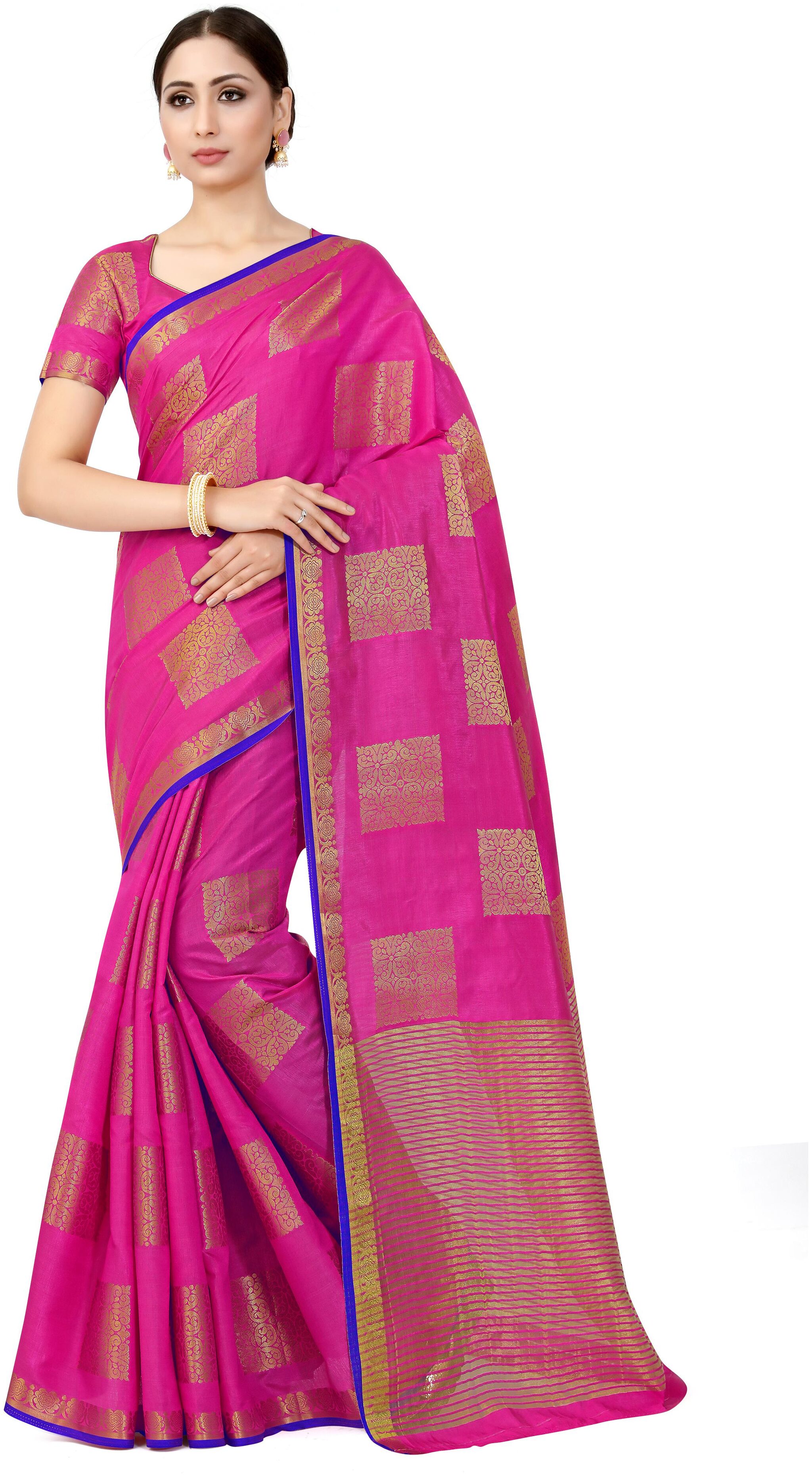 

Mimosa Women Silk Kanchipuram Silk Saree -Pink
