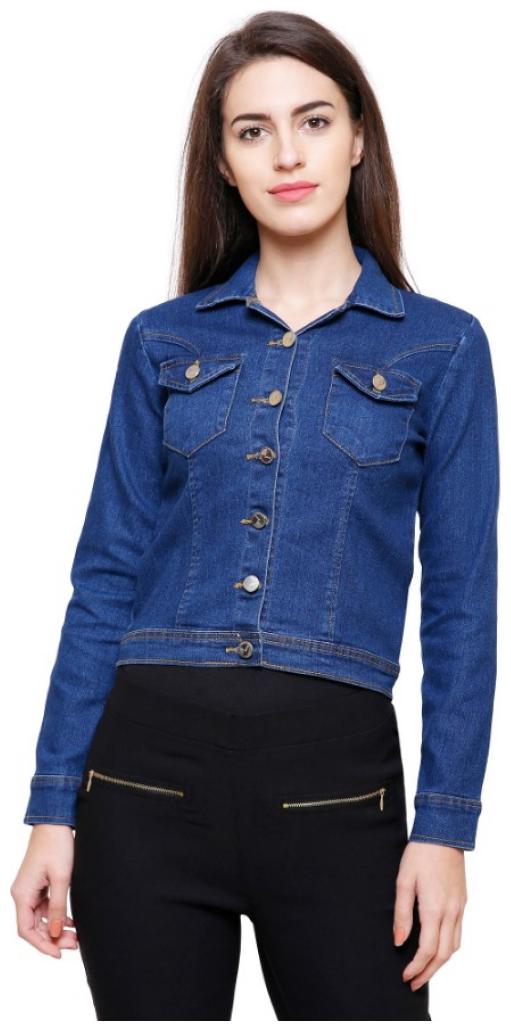 

MINARO Women Solid Denim Jacket - Blue