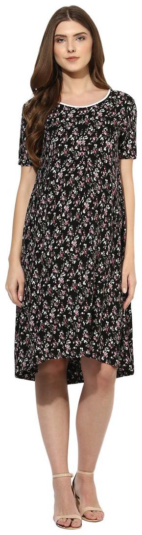 

Mine4nine Women s Black floral printed maternity dress