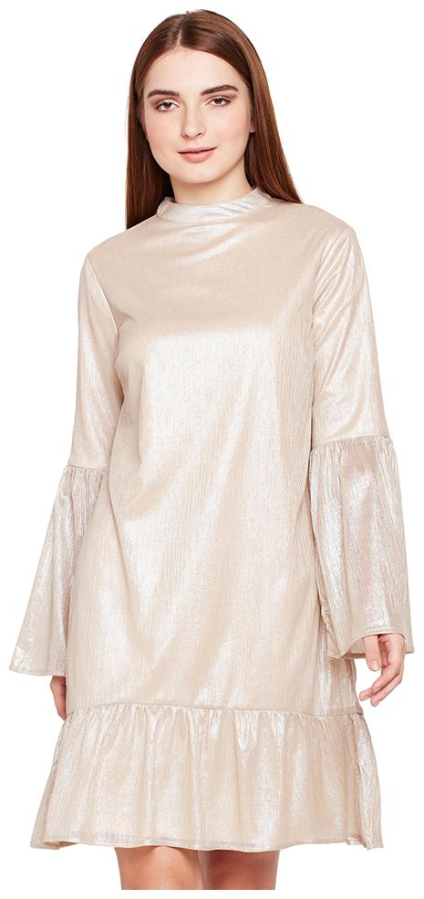 

OXOLLOXO Beige Solid A-line dress