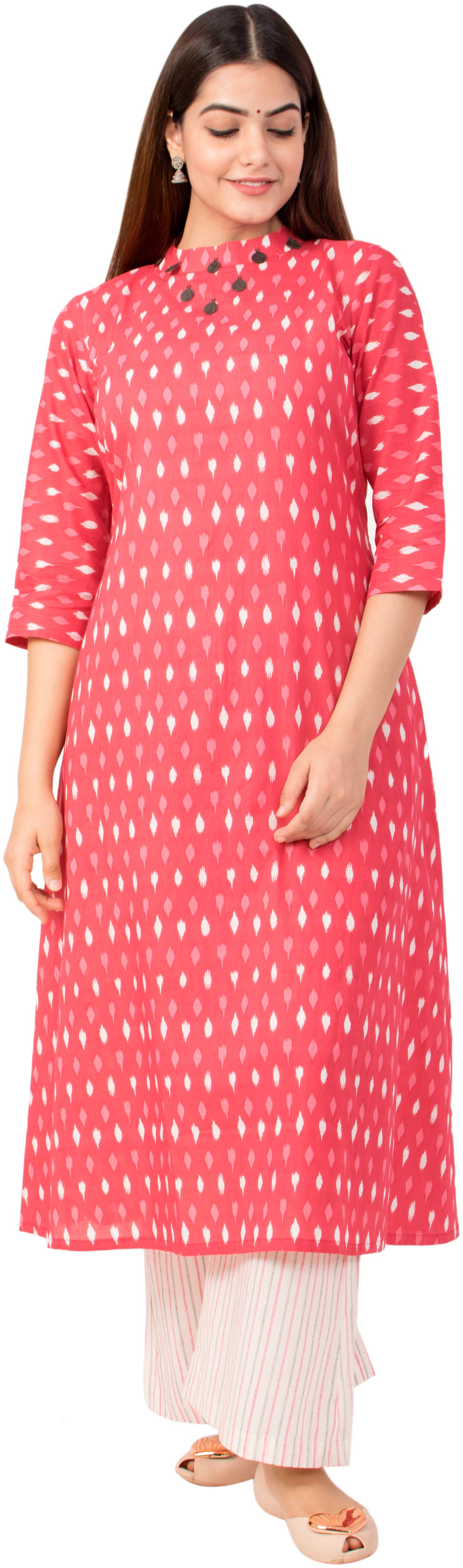 

MIRAVAN Cotton Pink Printed Kurta Palazzo For women