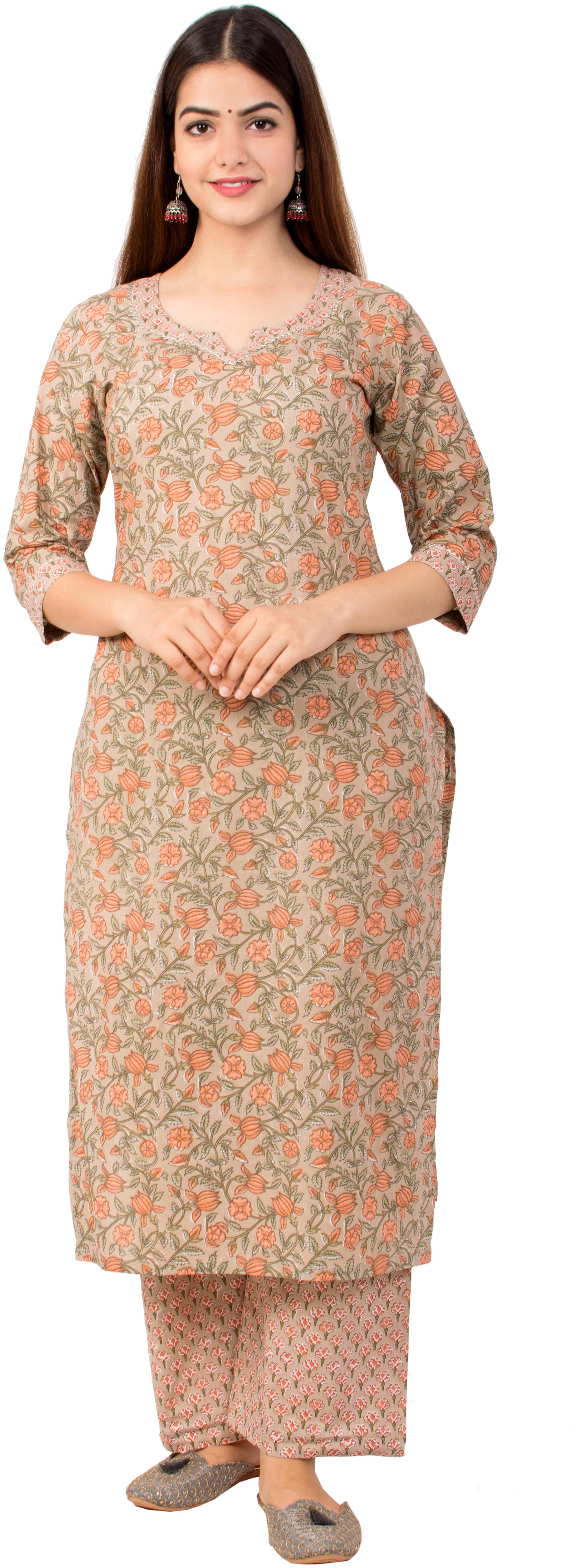

MIRAVAN Women Multi Floral Straight Kurta With Palazzo