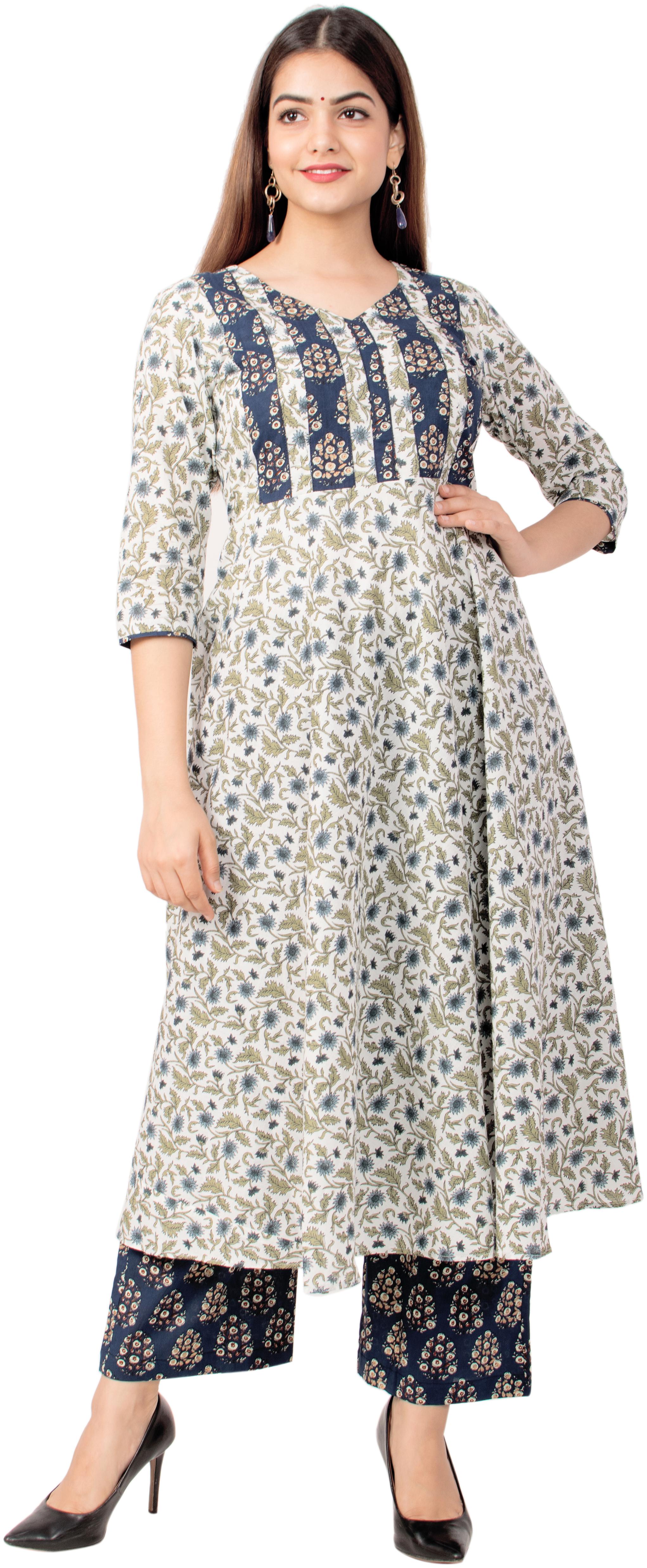

MIRAVAN Cotton Floral Multi Kurta Palazzo For Women