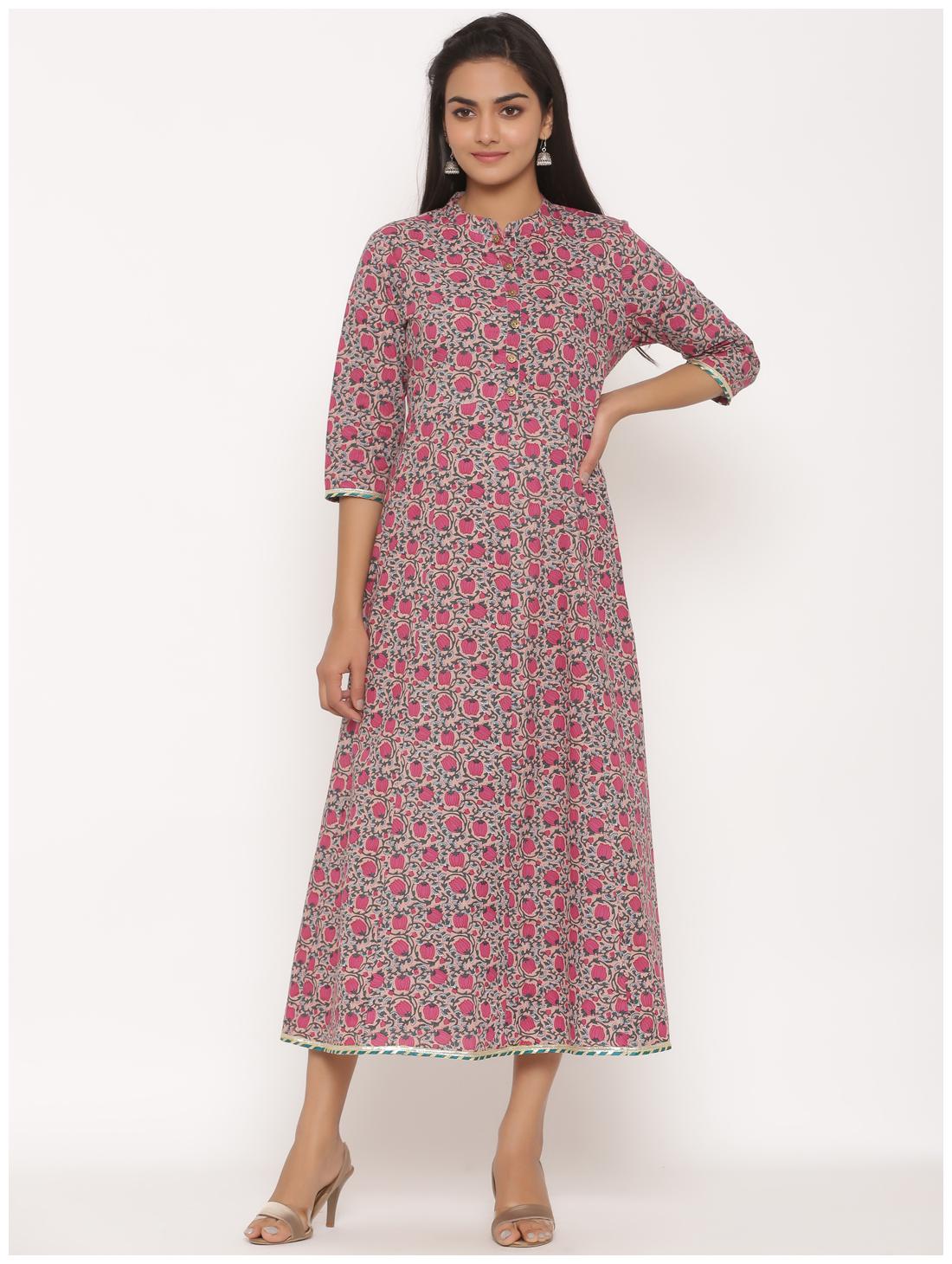 

MIRAVAN Women Pink Floral Anarkali Kurta