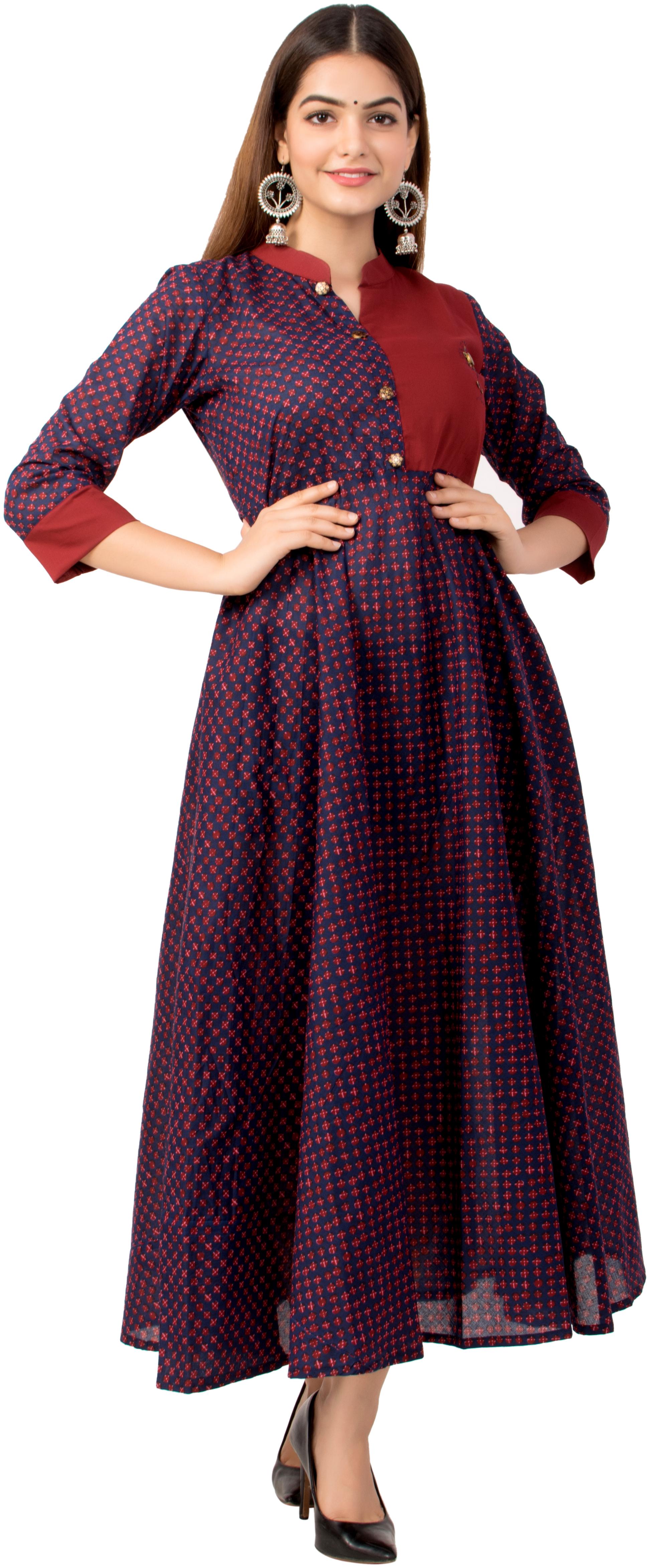 

MIRAVAN Women Maroon Printed Anarkali Kurta