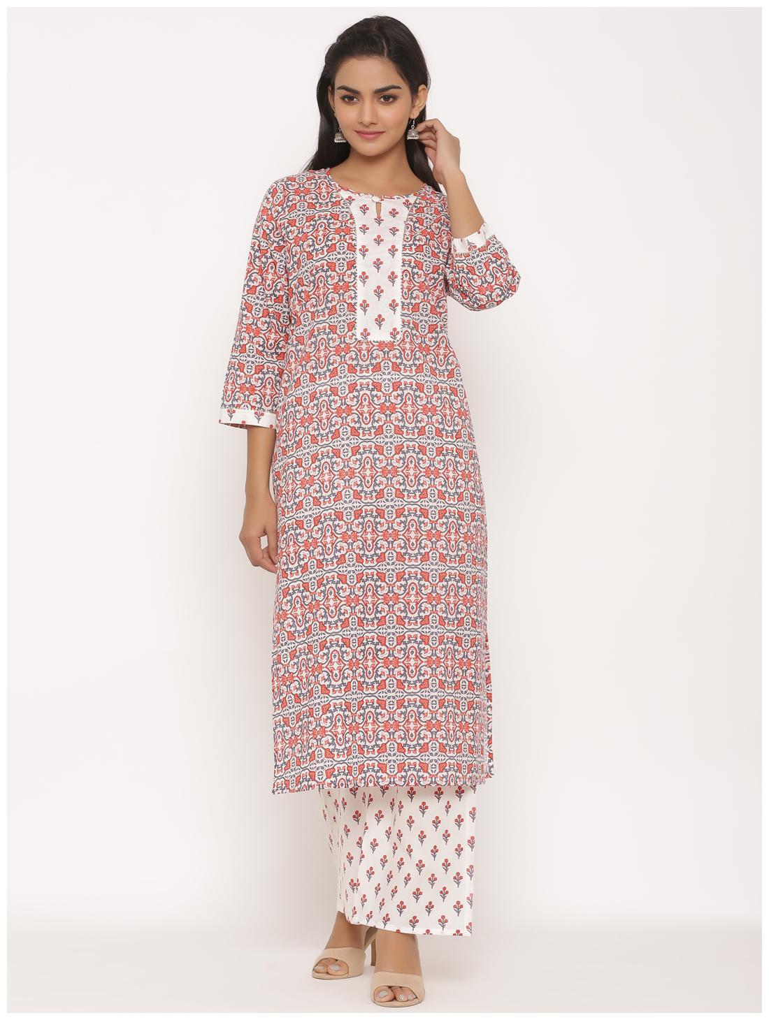 

MIRAVAN Women Multi Floral Straight Kurta With Palazzo