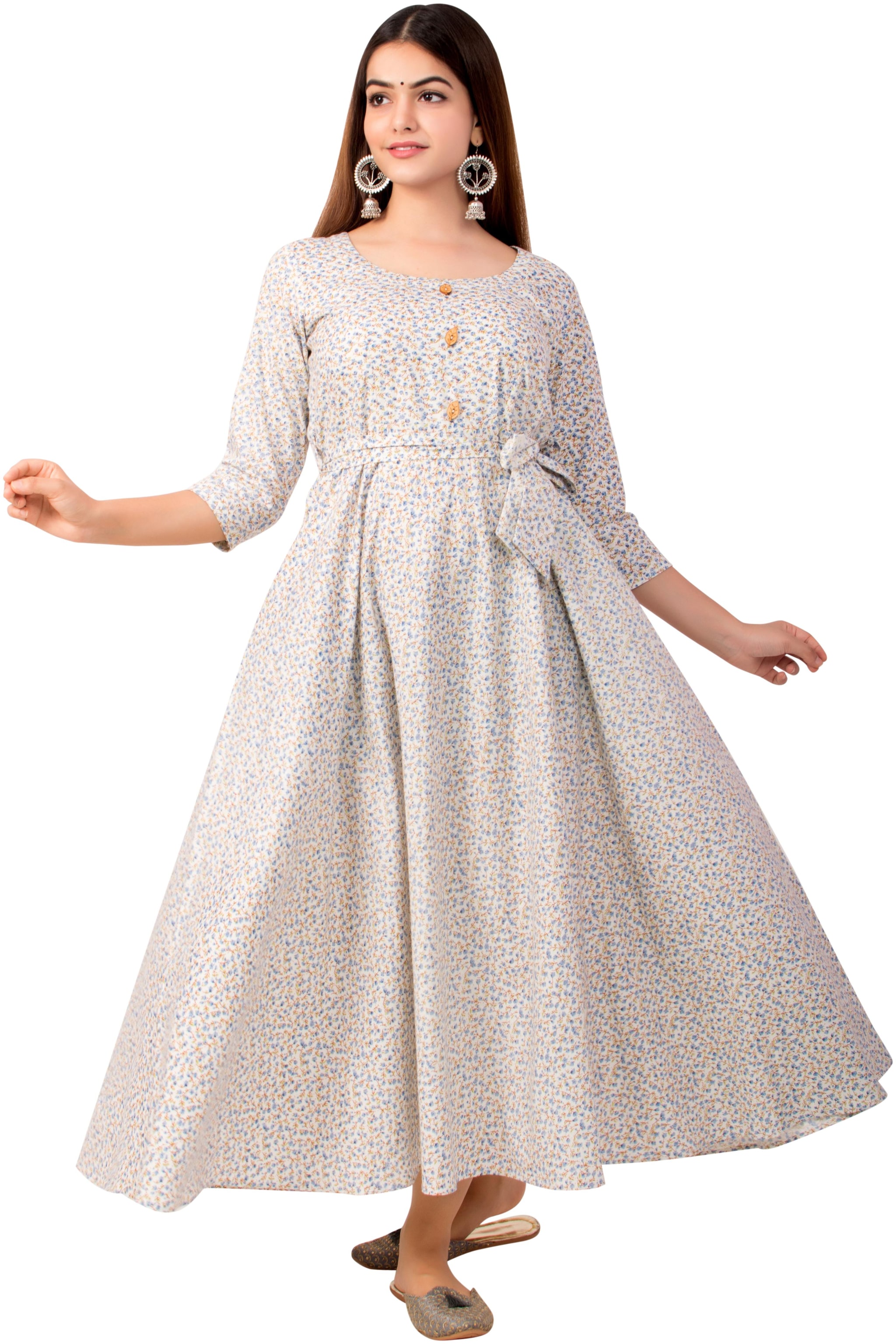

MIRAVAN Women Blue Floral Anarkali Kurta