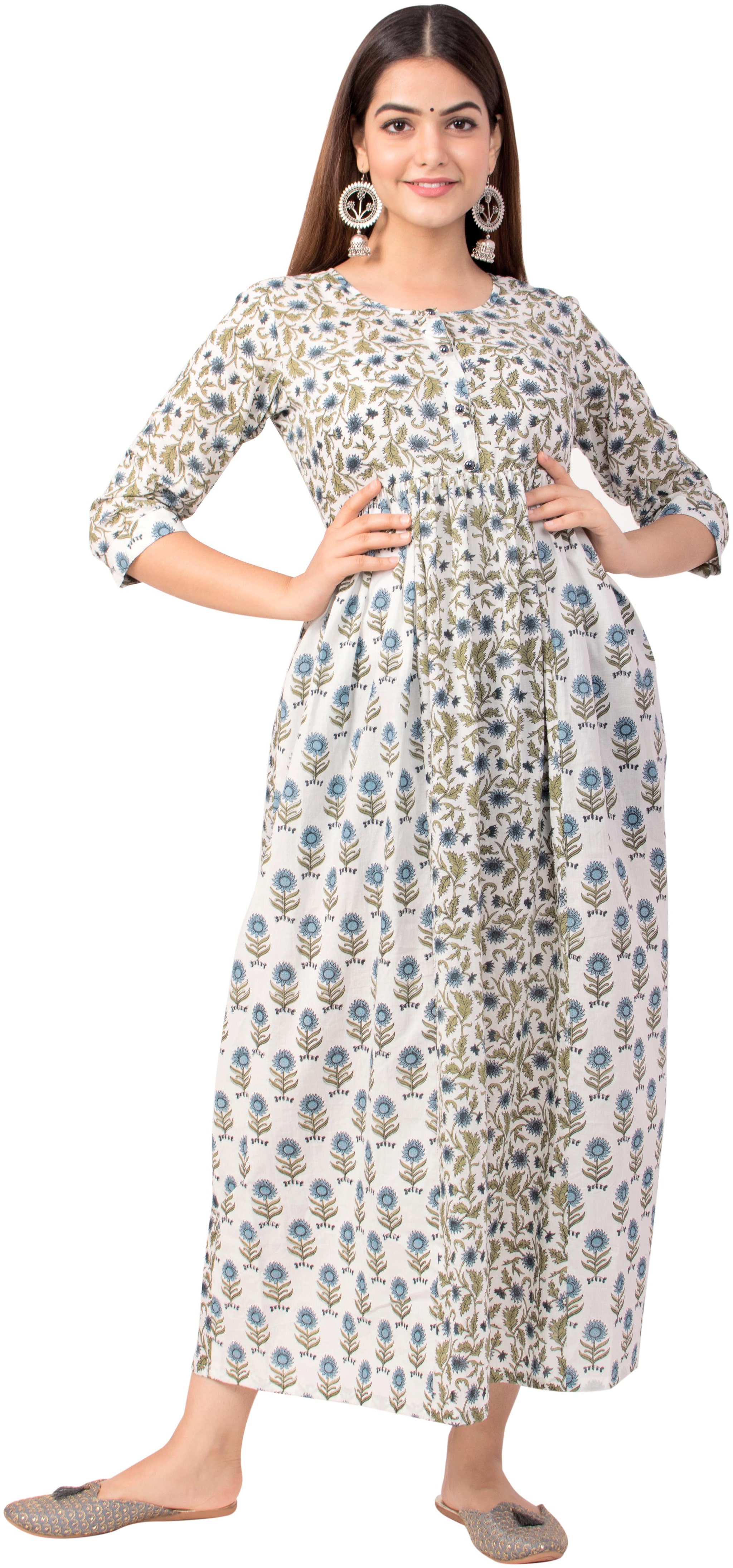 

MIRAVAN Women Blue Floral Anarkali Kurta