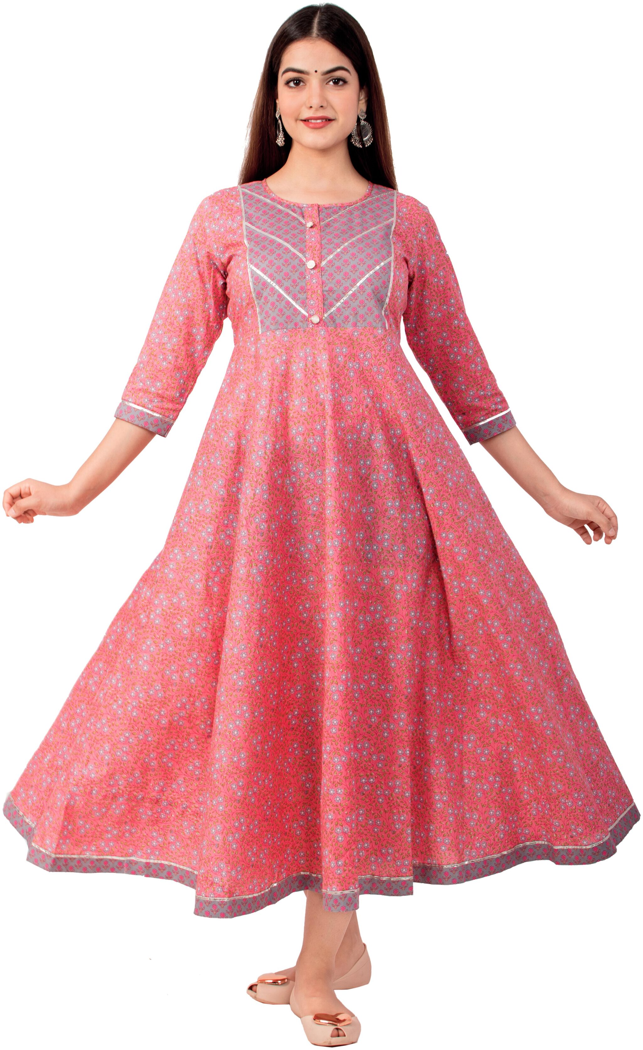 

MIRAVAN Women Pink Printed Anarkali Kurta