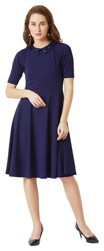 

Miss Chase Crepe Midi Solid A-line Dress