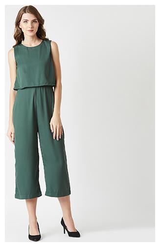 

Miss Chase Solid Jumpsuit - Green