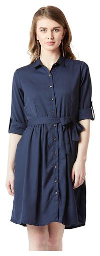 

Miss Chase Crepe Midi Solid Shirt Dress