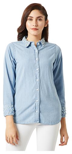 

Miss Chase Women Blue Solid Regular Fit Shirt