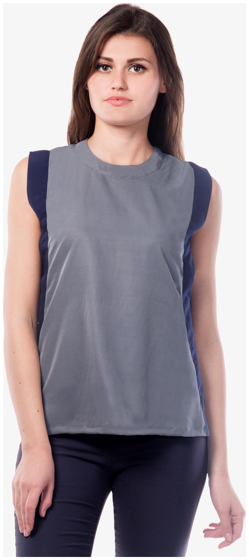 

Miss Chase Women s Grey and Black Round Neck Sleeveless Solid Basic Top
