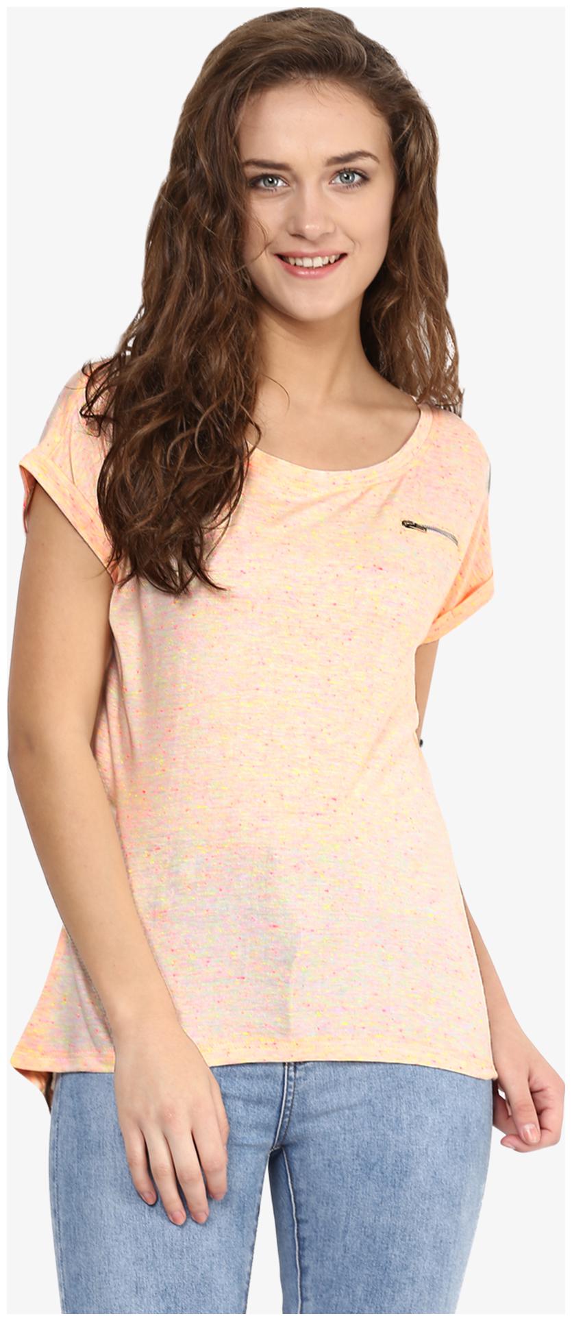 

Miss Chase Women s Peach Round Neck Short Sleeves Basic Solid Top