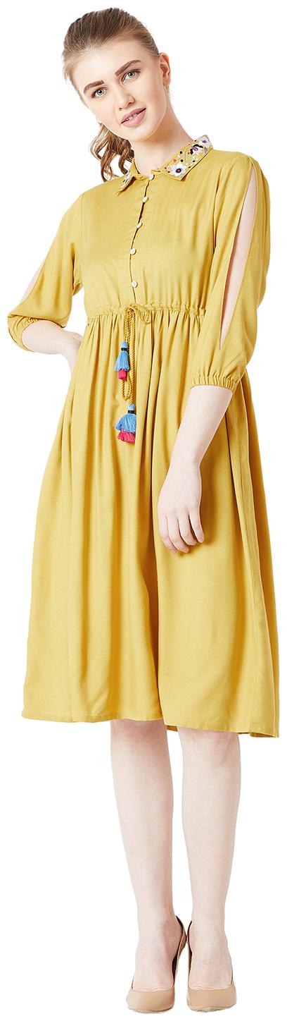 

Miss Chase Rayon Casual Dresses Yellow color