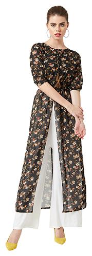 

Miss Chase Women Floral A-line top - Black