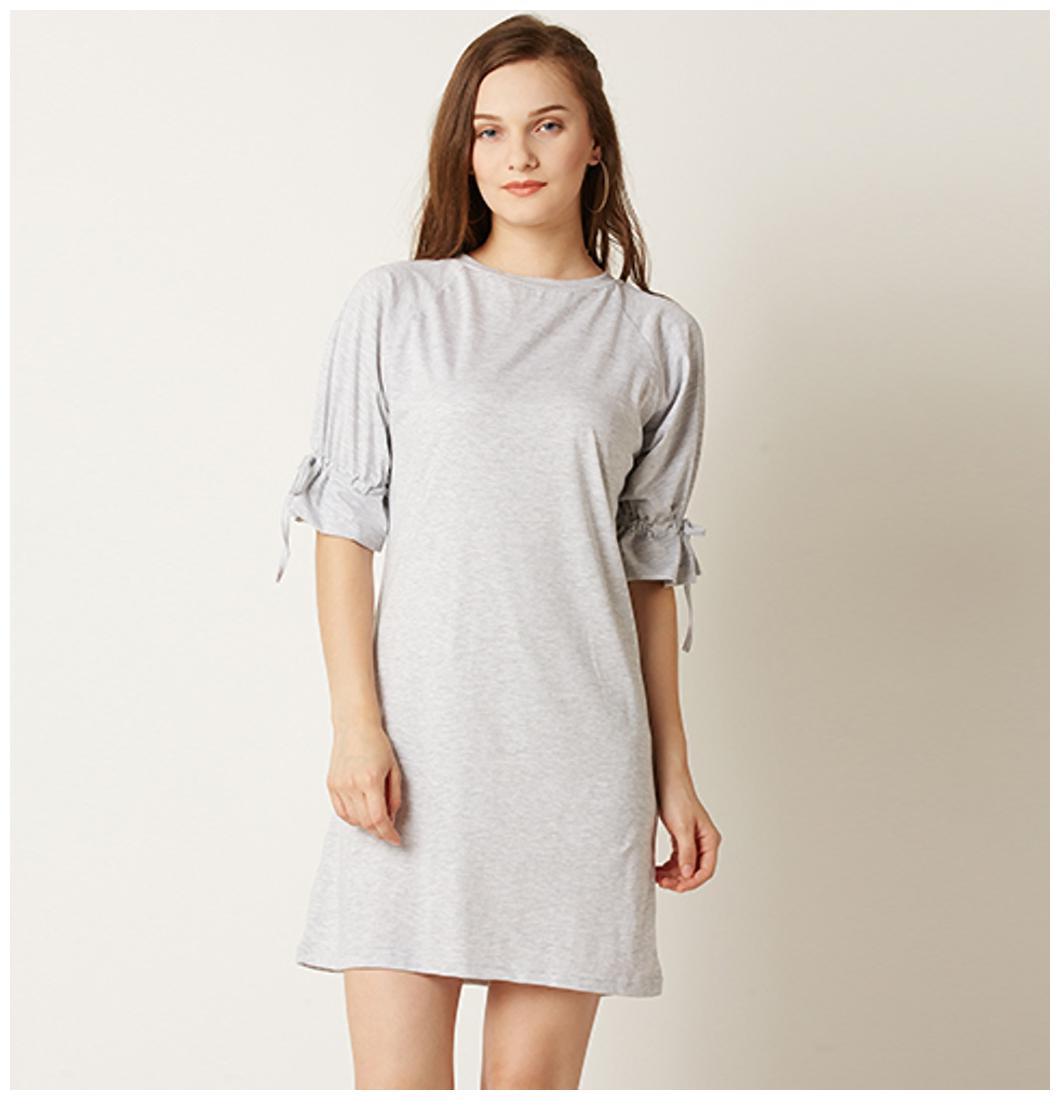 

Miss Chase Women s Light Grey Round Neck Half Sleeves Shift Dress