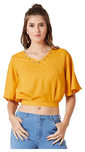

Miss Chase Women Solid Blouson top - Yellow