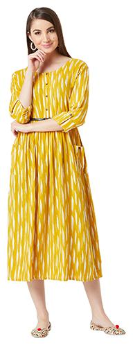 

Miss Chase Women Rayon A-line Dress -Yellow