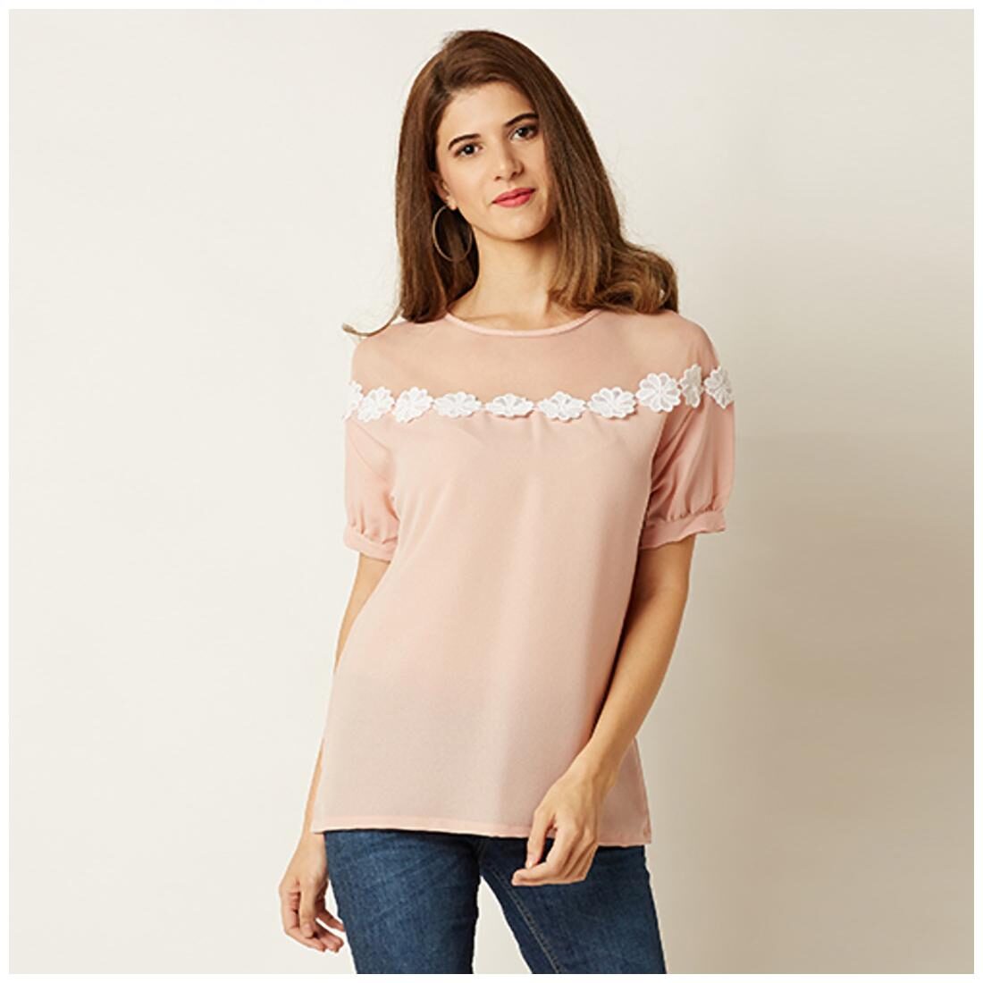 

Miss Chase Women Solid Regular top - Beige