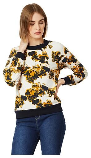 

Miss Chase Women Floral Sweatshirt - White
