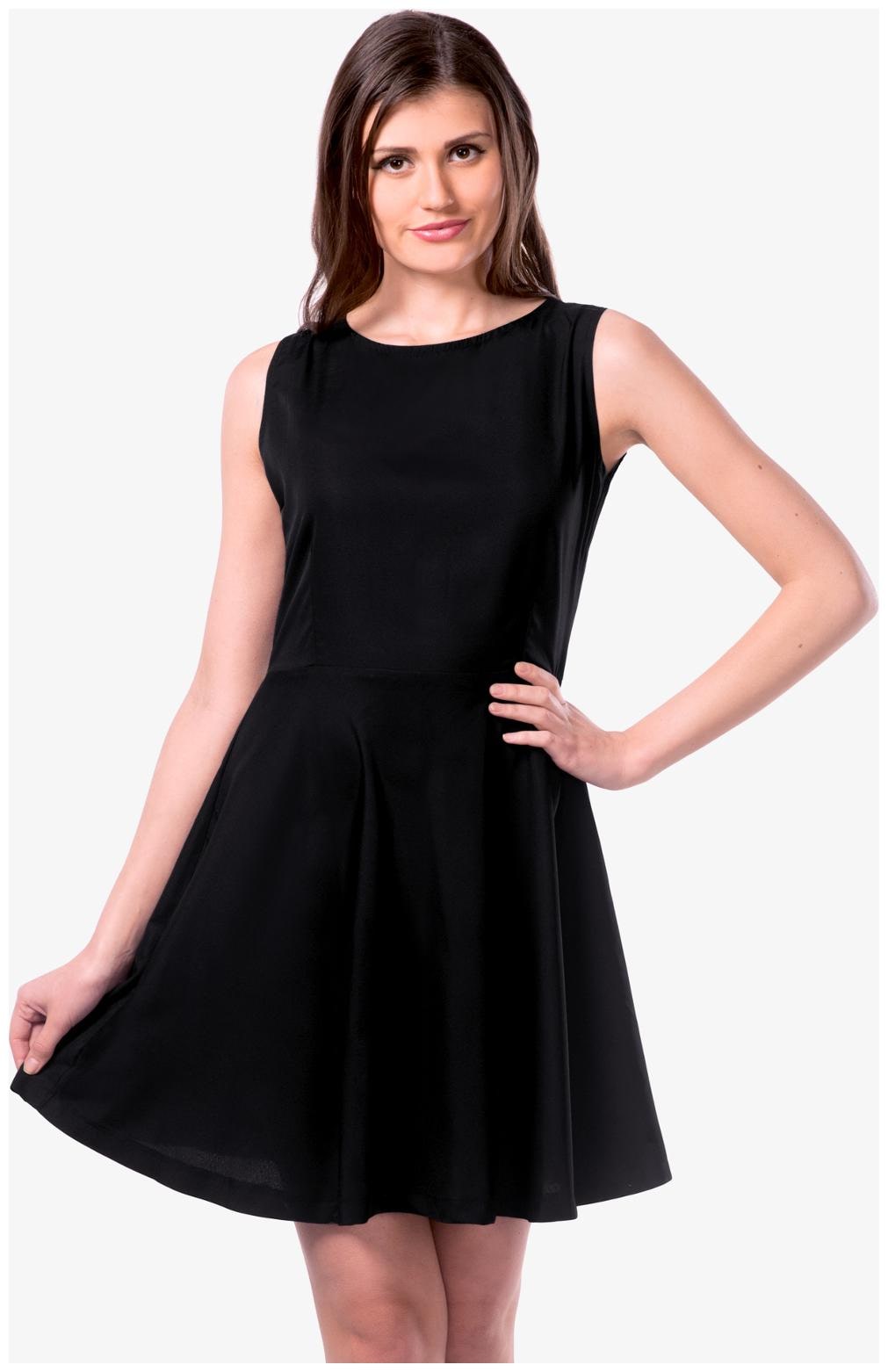 

Miss Chase Women s Black Round Neck Sleeveless Back Cut Out Skater Dress