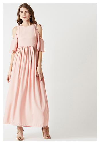 

Miss Chase Women Crepe Solid Maxi Dress Pink
