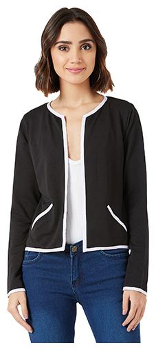 

Miss Chase Women Solid Regular Jacket - Black