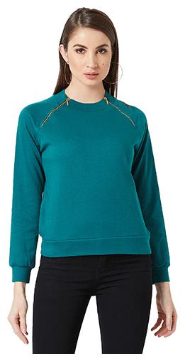

Miss Chase Women Solid Sweatshirt - Blue