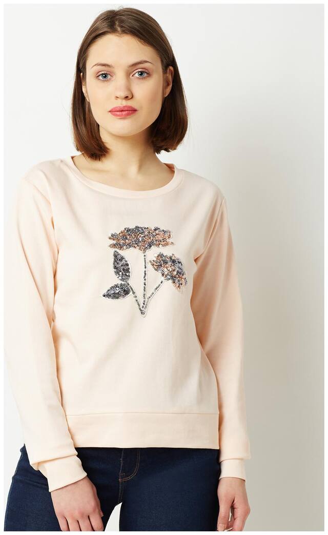 Miss Chase Women Solid Sweatshirt - Orange