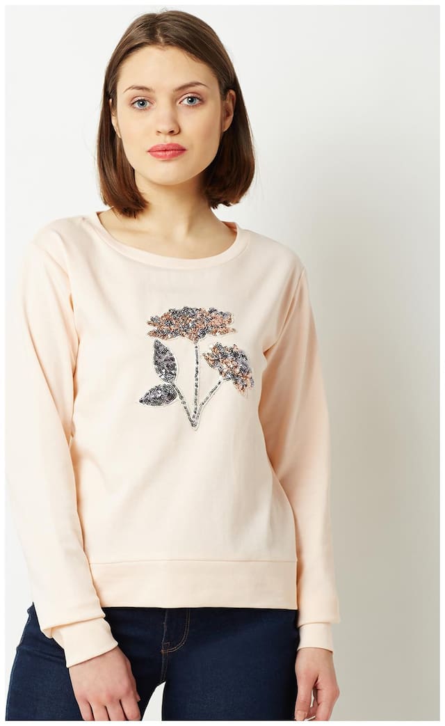 Miss Chase Women Solid Sweatshirt - Orange