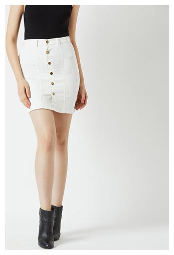 

Miss Chase Solid A-line skirt Mini Skirt - White
