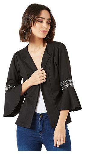 

Miss Chase Women Solid Regular Jacket - Black