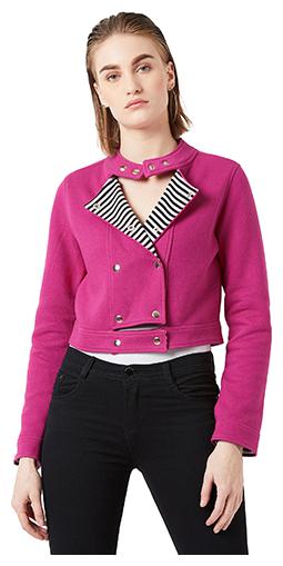 

Miss Chase Women Solid Regular Jacket - Pink