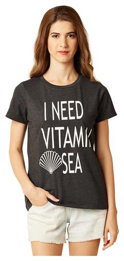 

Miss Chase Women Grey Regular fit Round neck Cotton T shirt