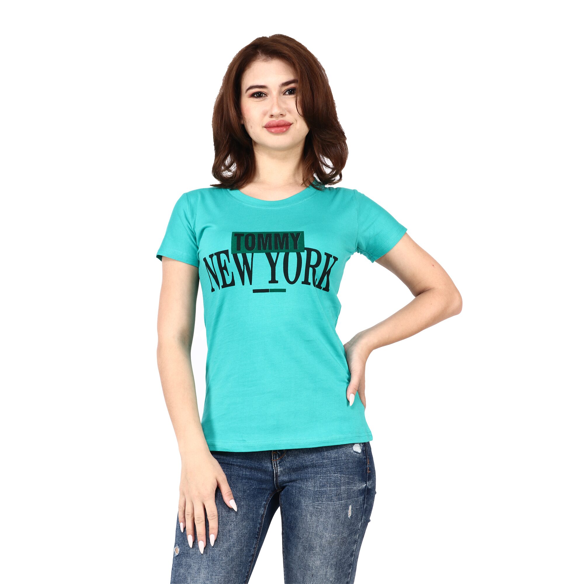 

Miss N World Women Green Regular fit Round neck Cotton T shirt