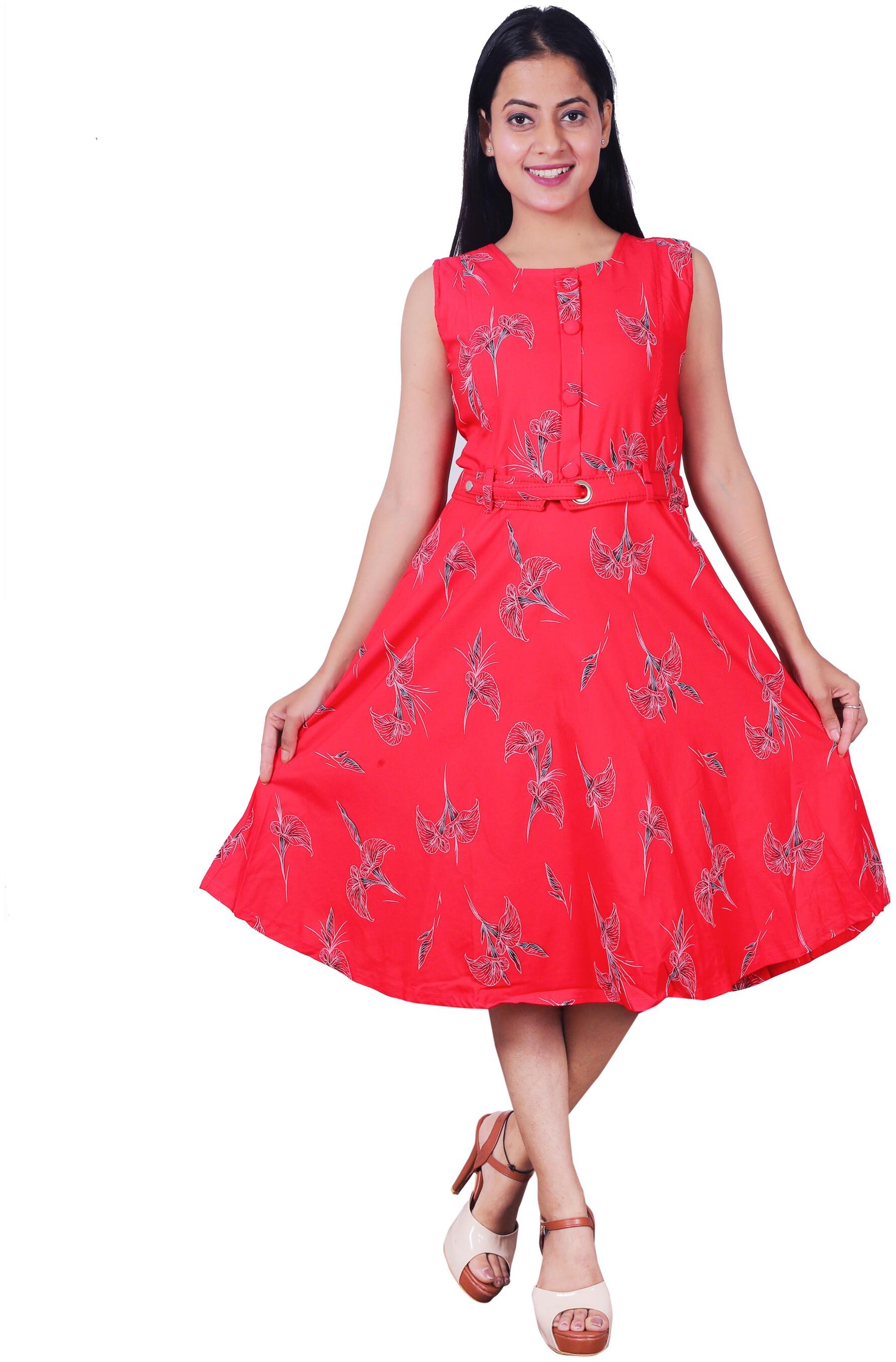 

Miss N World Pink Floral Fit flare dress