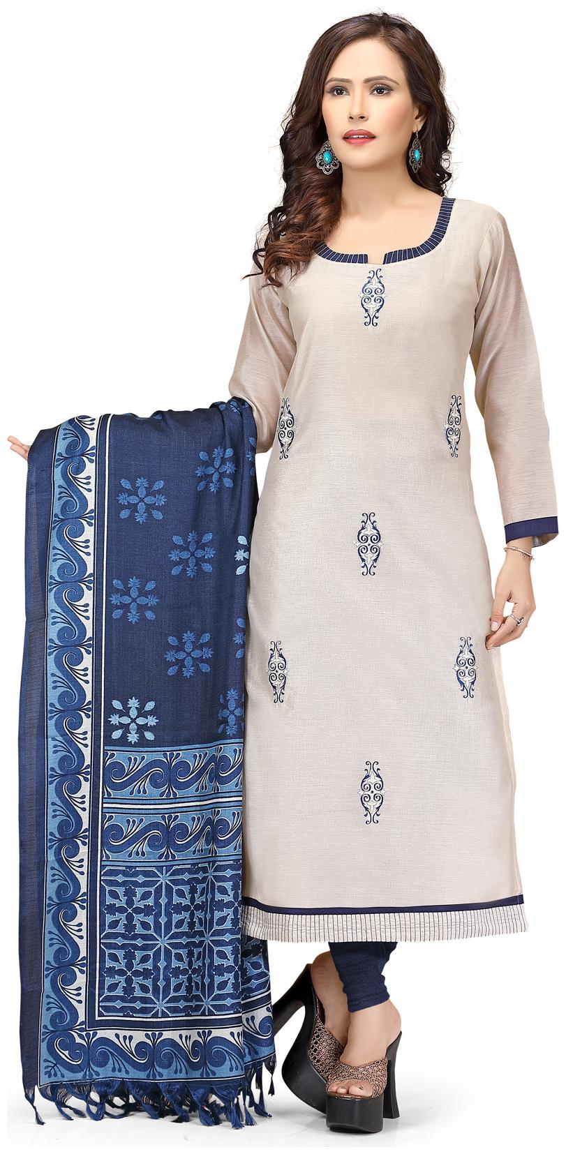 

South India Shopping Mall Women White Embroidered Straight Kurti