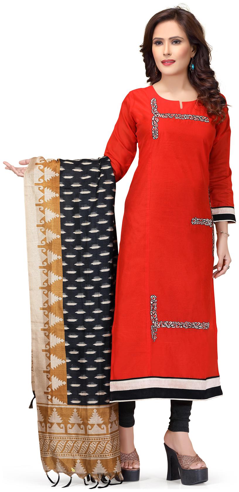 

South India Shopping Mall Women Orange Embroidered Straight Kurti