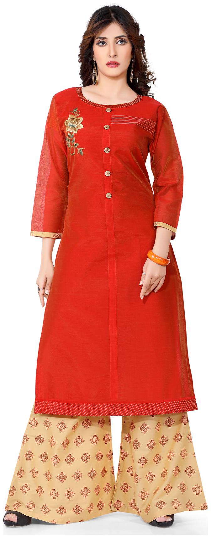 

Miss South Daorange Embroidered Chanderi Women Plazzo set