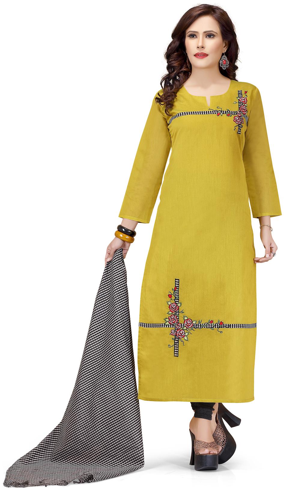 

South India Shopping Mall Women Green Embroidered Straight Kurti