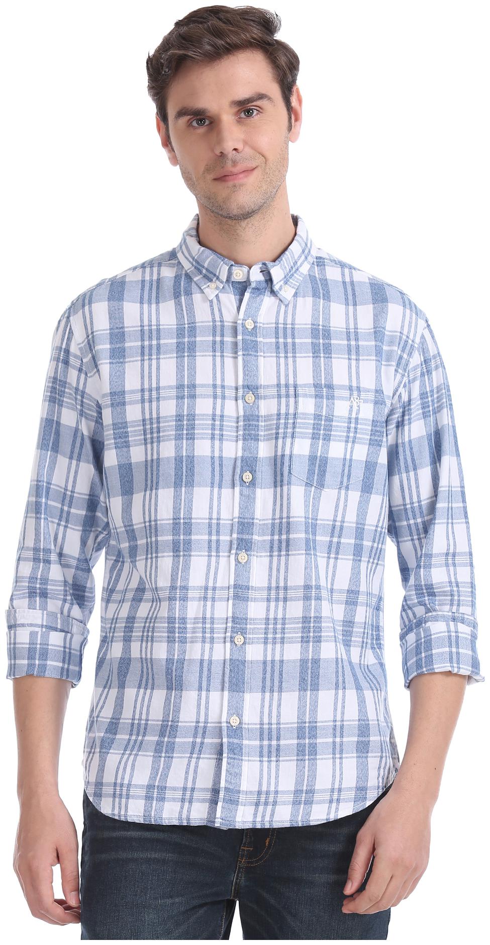 

Aeropostale Men Blue Checked Regular Fit Casual Shirt