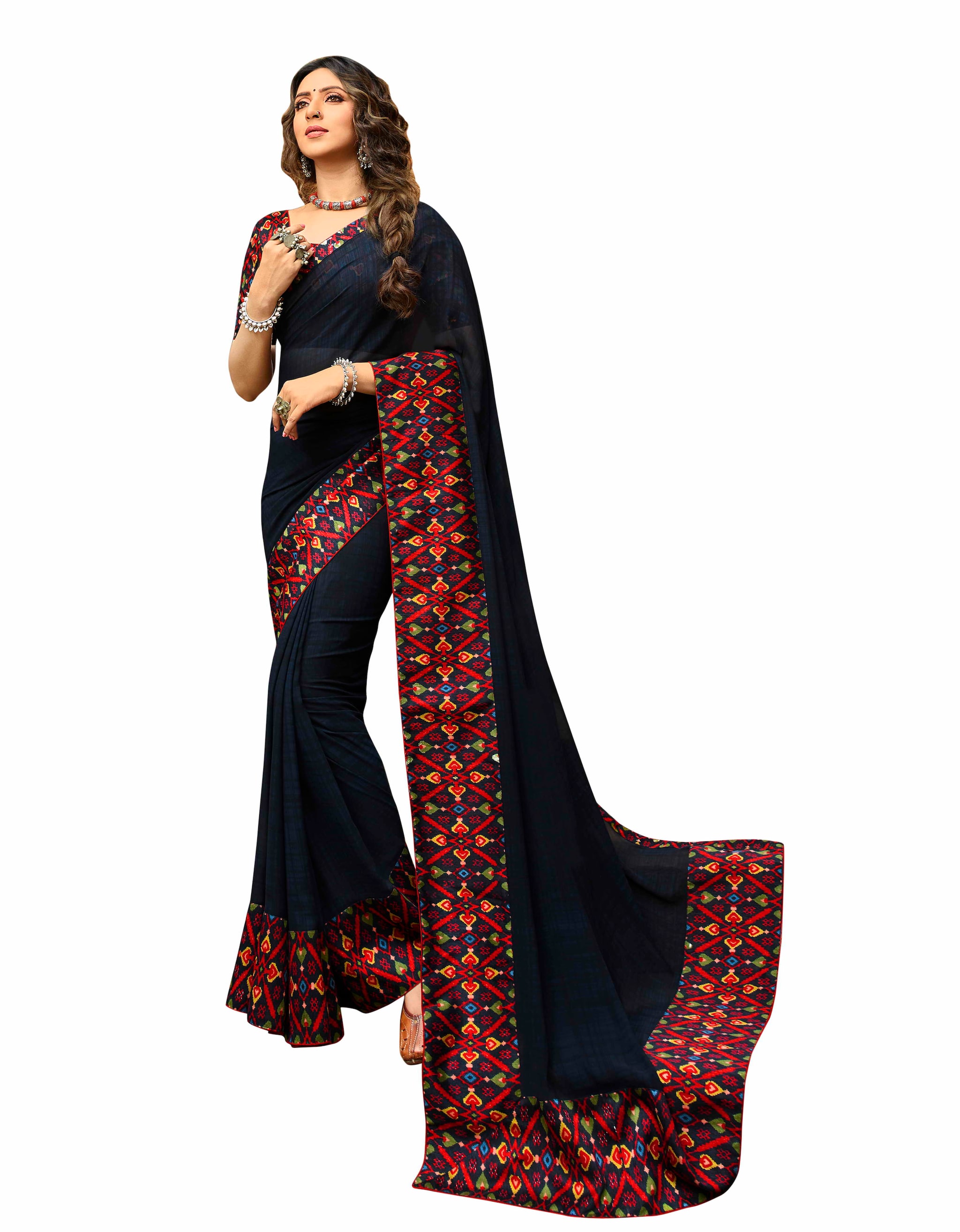 

MK Faux Georgette Printed Multi Color Saree with Blouse