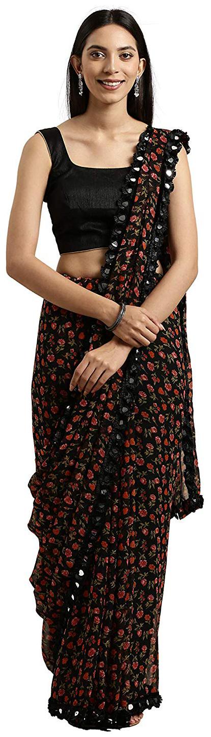 

MM Venture Black Lycra Partywear Sarees