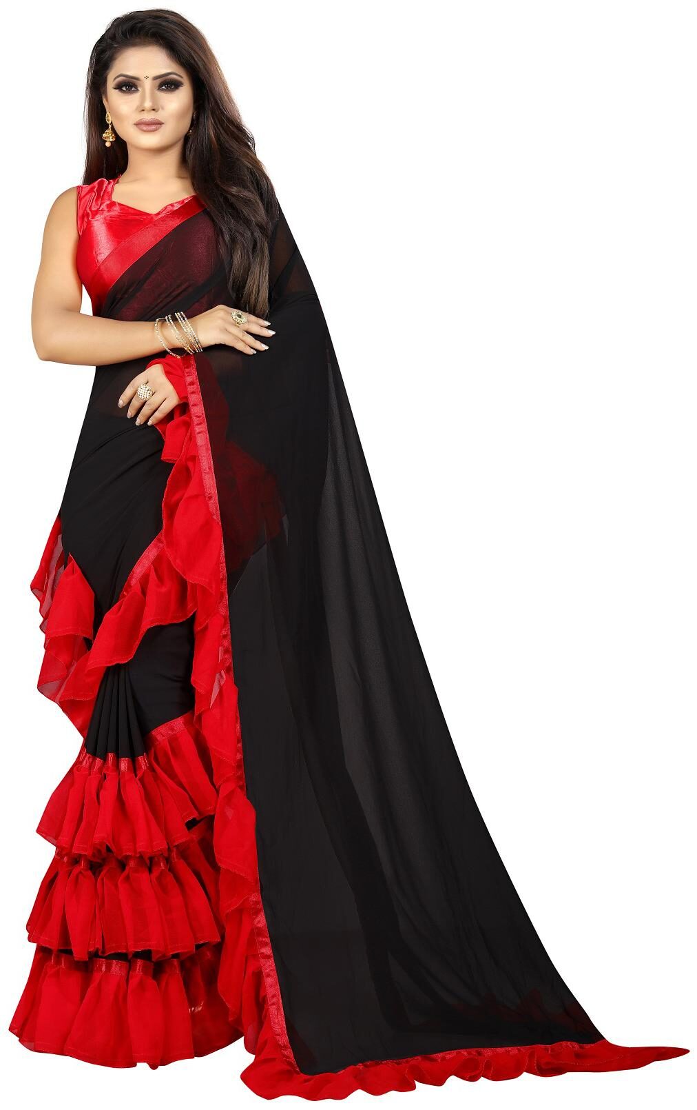 

Moah Georgette Universal Sarees Black