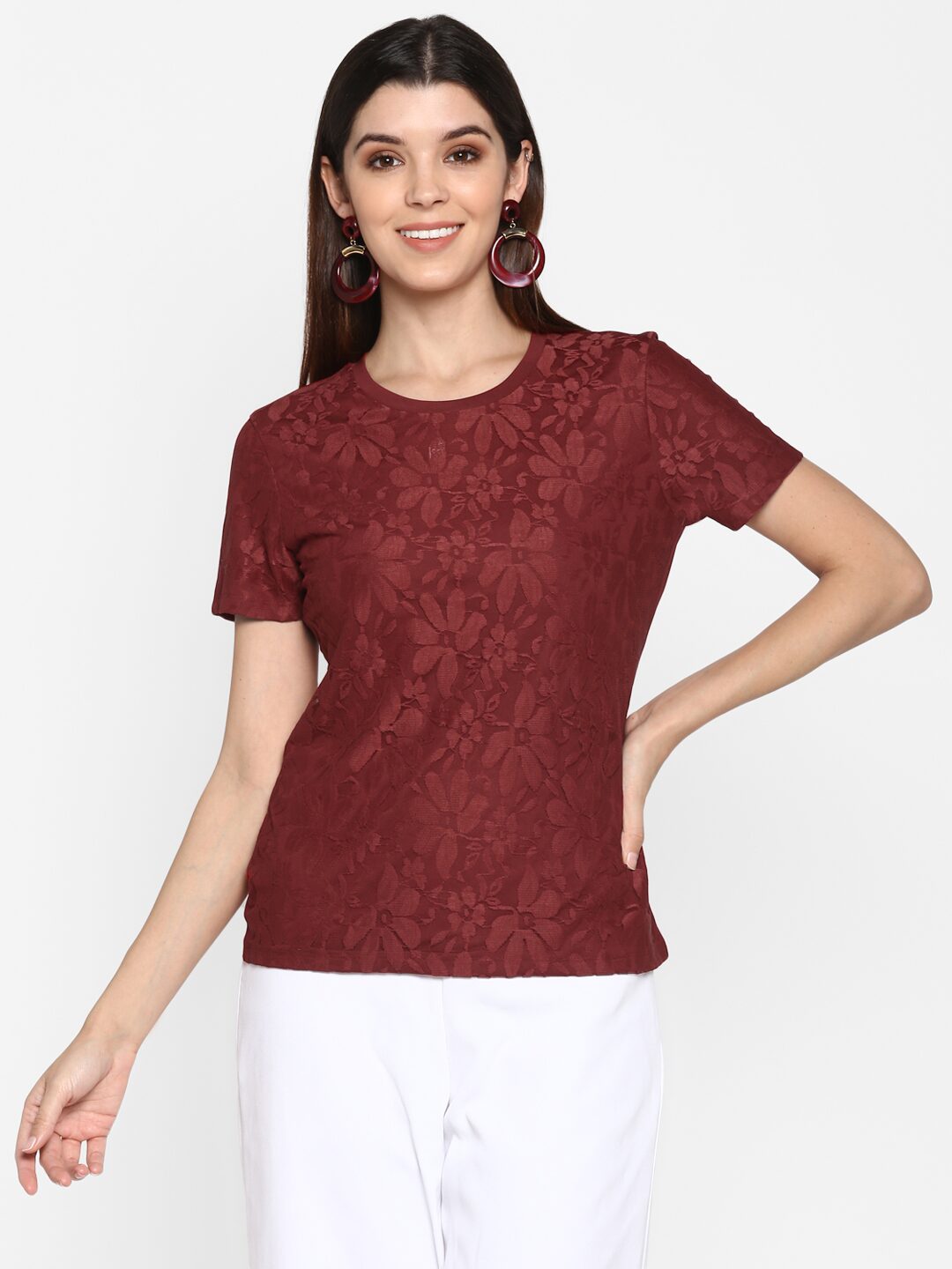 

Mode by Red Tape Women Solid Regular tunic - Maroon