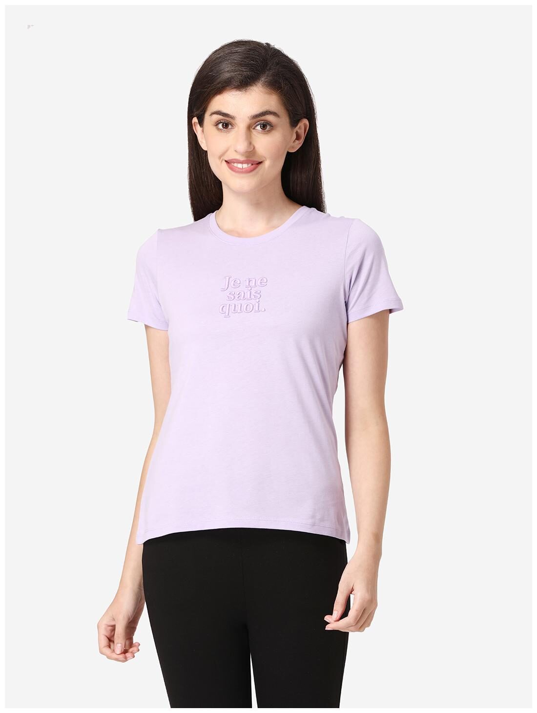

Mode by Red Tape Women Purple Regular fit Round neck Cotton T shirt