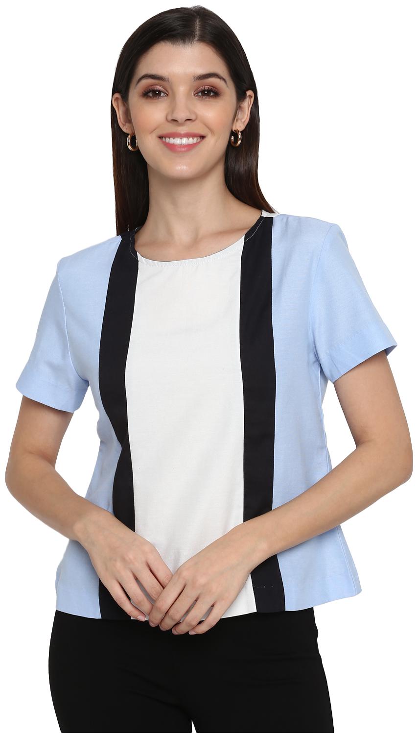 

Mode by Red Tape Women Colourblocked Regular top - Blue